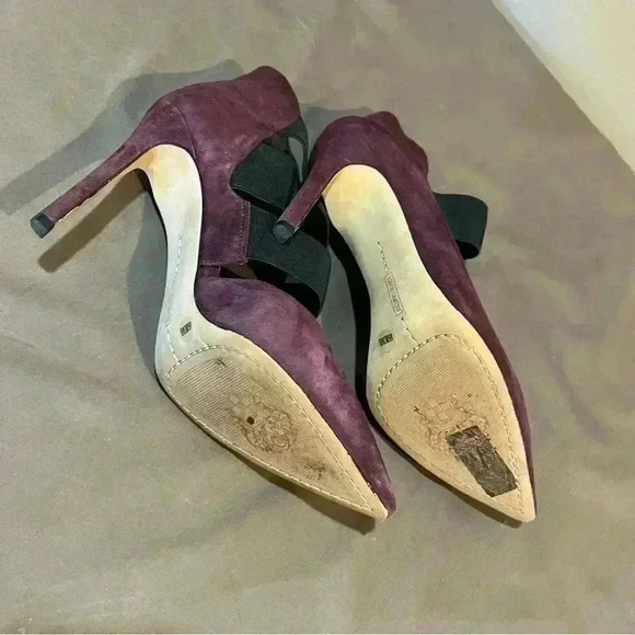 Vince Camuto Nigel Heels Sugar Plum Suede Pointy Toe Elastic Straps Sz 6.5 M - Picture 6 of 10